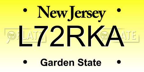 L72RKA New Jersey License Plate