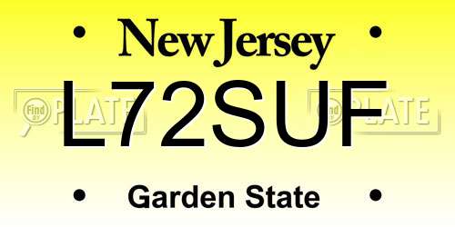 L72SUF New Jersey License Plate