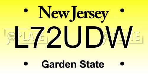L72UDW New Jersey License Plate