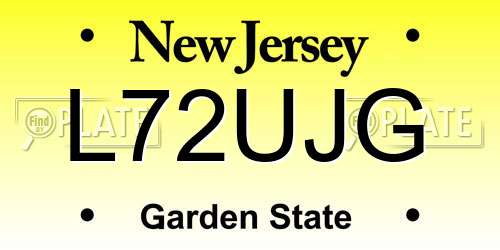 L72UJG New Jersey License Plate