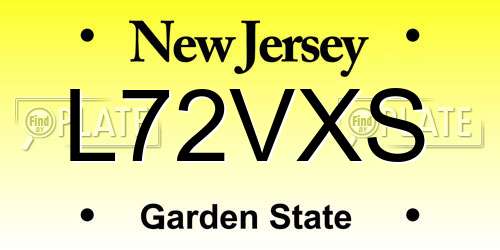 L72VXS New Jersey License Plate