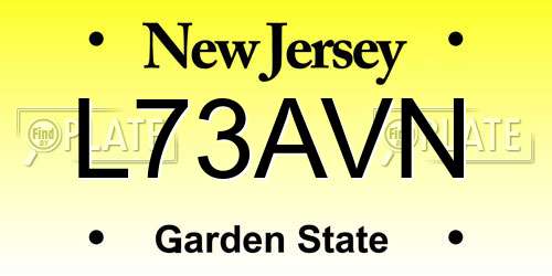 L73AVN New Jersey License Plate