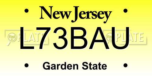 L73BAU New Jersey License Plate