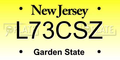 L73CSZ New Jersey License Plate