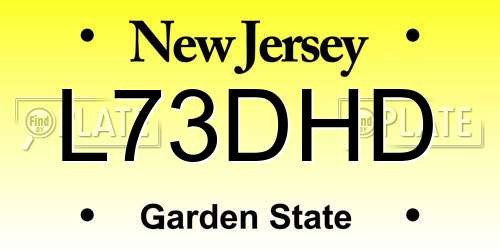 L73DHD New Jersey License Plate