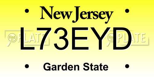 L73EYD New Jersey License Plate