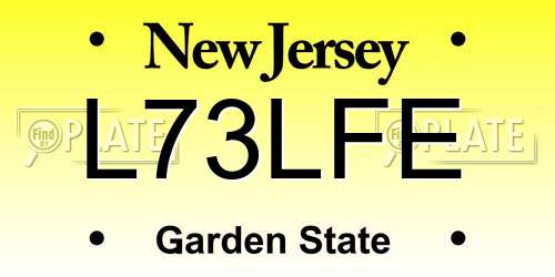 L73LFE New Jersey License Plate