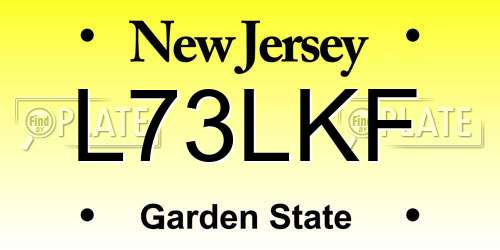 L73LKF New Jersey License Plate