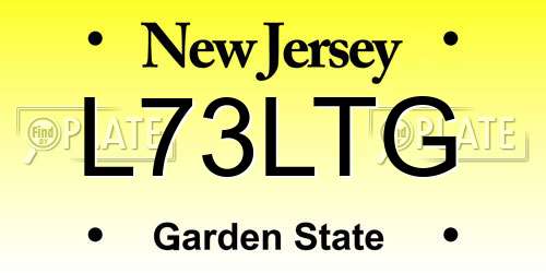 L73LTG New Jersey License Plate
