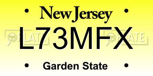 L73MFX New Jersey License Plate