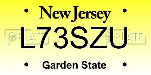 L73SZU New Jersey License Plate