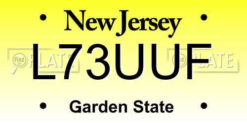 L73UUF New Jersey License Plate