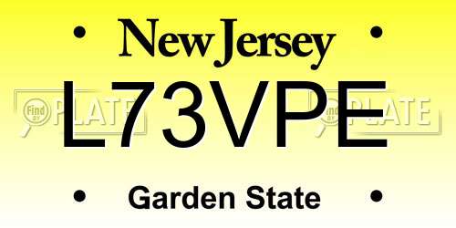 L73VPE New Jersey License Plate