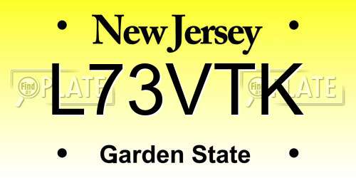L73VTK New Jersey License Plate
