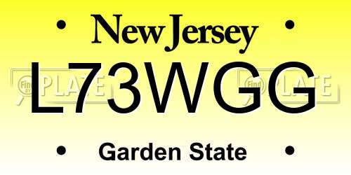 L73WGG New Jersey License Plate