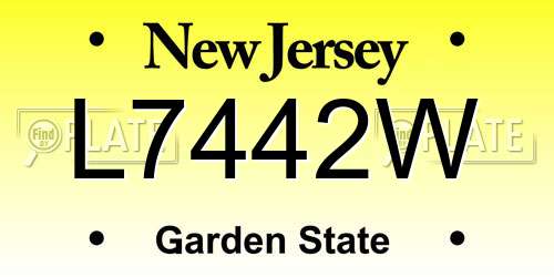 L7442W New Jersey License Plate
