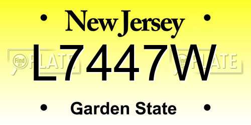 L7447W New Jersey License Plate
