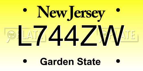 L744ZW New Jersey License Plate