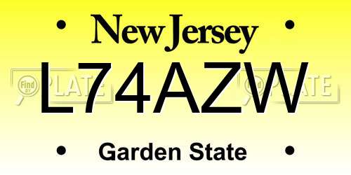 L74AZW New Jersey License Plate
