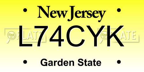 L74CYK New Jersey License Plate