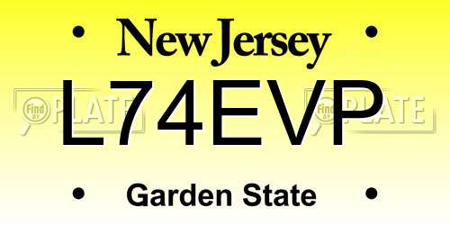 L74EVP New Jersey License Plate