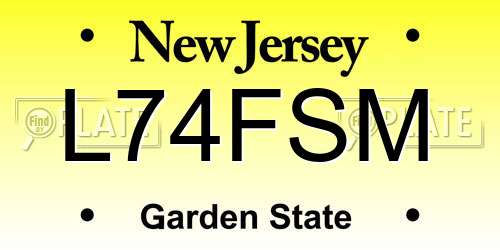 L74FSM New Jersey License Plate