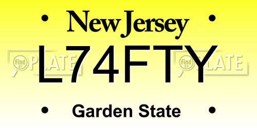 L74FTY New Jersey License Plate