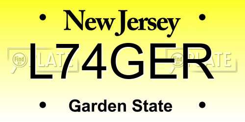 L74GER New Jersey License Plate