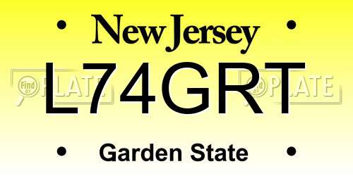 L74GRT New Jersey License Plate