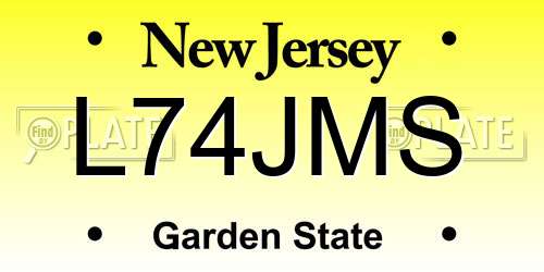 L74JMS New Jersey License Plate