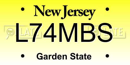 L74MBS New Jersey License Plate