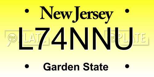 L74NNU New Jersey License Plate