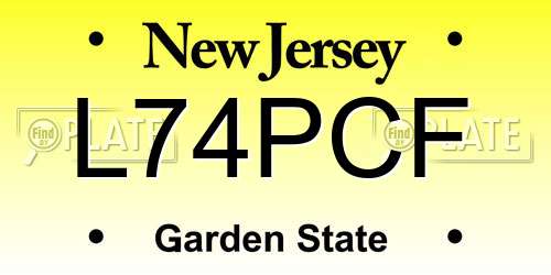L74PCF New Jersey License Plate
