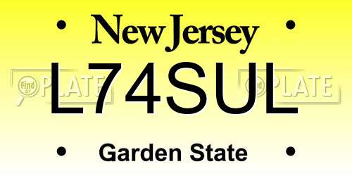 L74SUL New Jersey License Plate