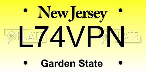 L74VPN New Jersey License Plate