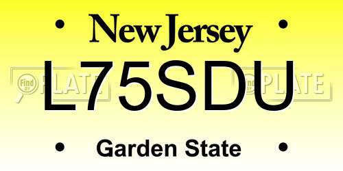 L75SDU New Jersey License Plate