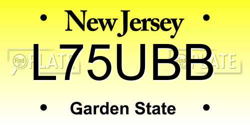 L75UBB New Jersey License Plate