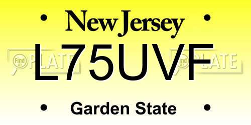 L75UVF New Jersey License Plate