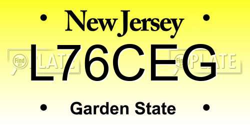 L76CEG New Jersey License Plate