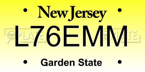 L76EMM New Jersey License Plate