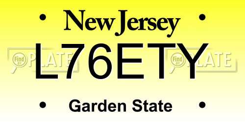 L76ETY New Jersey License Plate