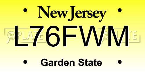 L76FWM New Jersey License Plate