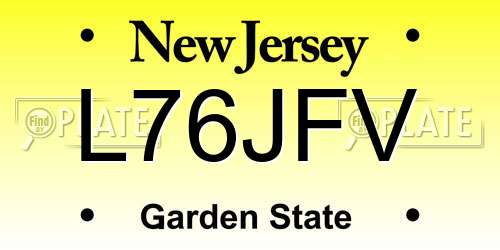 L76JFV New Jersey License Plate