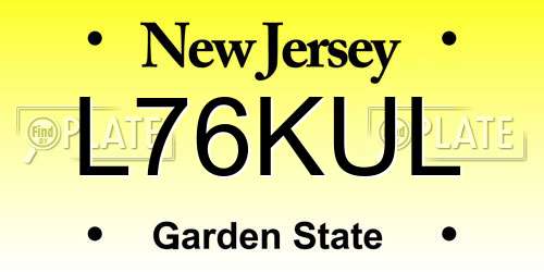 L76KUL New Jersey License Plate
