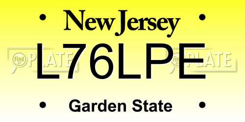 L76LPE New Jersey License Plate