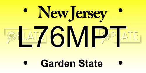 L76MPT New Jersey License Plate