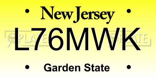 L76MWK New Jersey License Plate
