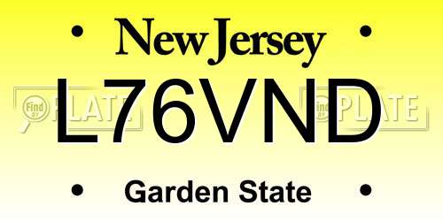 L76VND New Jersey License Plate