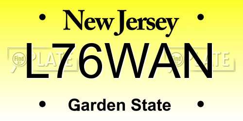 L76WAN New Jersey License Plate