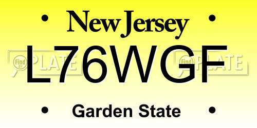 L76WGF New Jersey License Plate